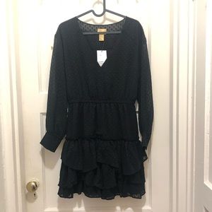 H&M black mini ruffle skirt dress NEW